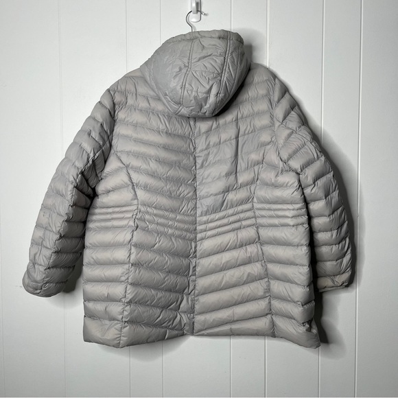 Lands' End Light Gray Puffer Jacket with Hood Women's 2X 20W-22W - Picture 2 of 10